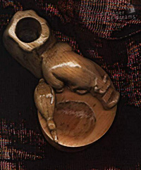 rzeźba drewniana - hipopotam i kaczka